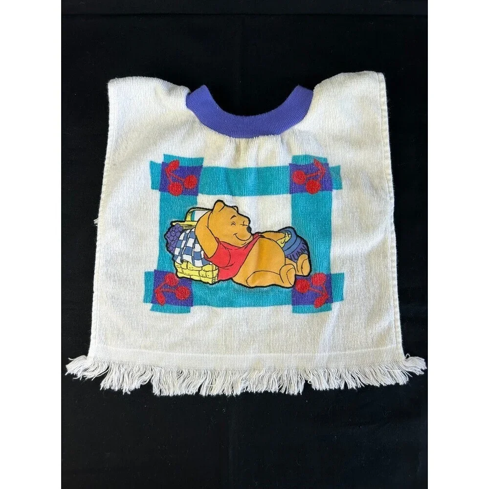 Vintage 90s Winnie the Pooh Baby Bib Crew Neck Towel 'The First Years' 1997